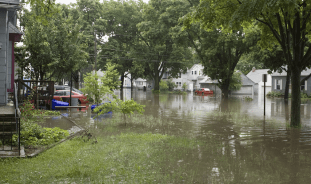 Why you need flood insurance - town flooded